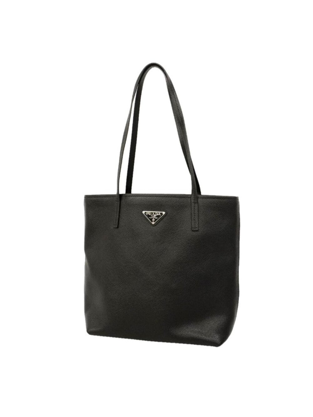 Prada Tote Bag Saffiano Leather Black Silver